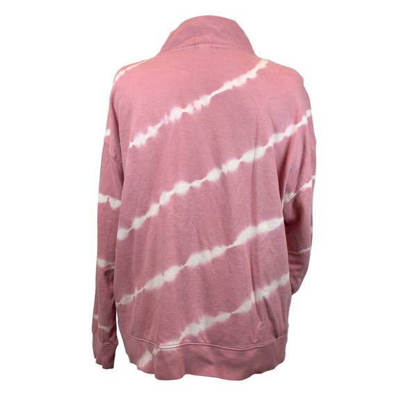 Old Navy Pink White Tie Dye Quarter Zip Sweatshirt Pullover Women's XL Warm Cozy - Picture 4 of 8